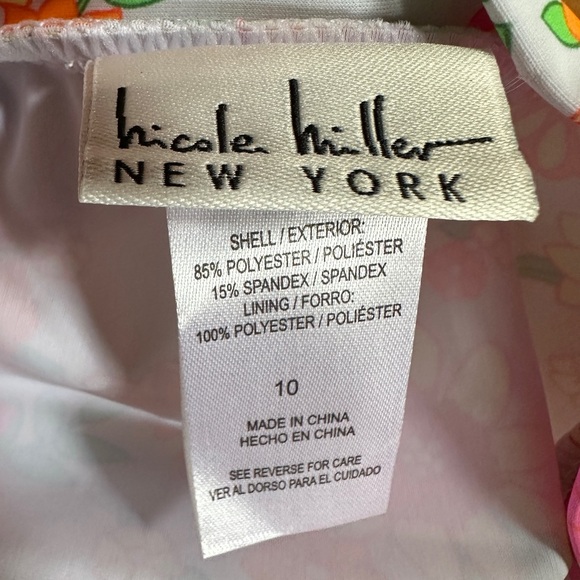 Nicole Miller Girl’s Floral Rashguard / Bathing Suit Top in Neon, Size 10 - Picture 5 of 5